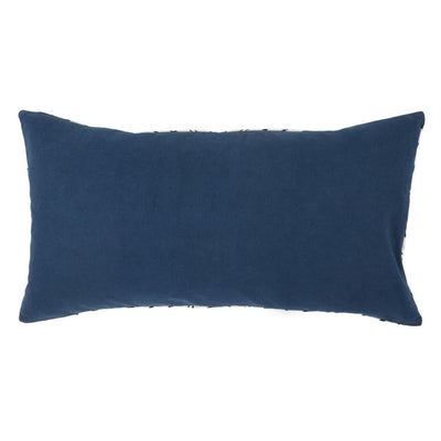 BENZARA 14 x 26 Luxury Accent Throw Pillow, Floral, Rayon Velvet in Blue, White - BM283663