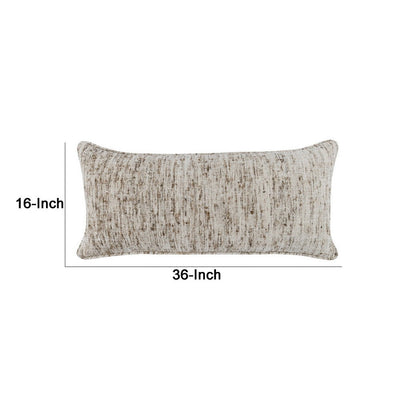 BENZARA 16 x 36 Accent Lumbar Throw Pillow, High Low Texture, Woven Fabric, Ivory - BM283681