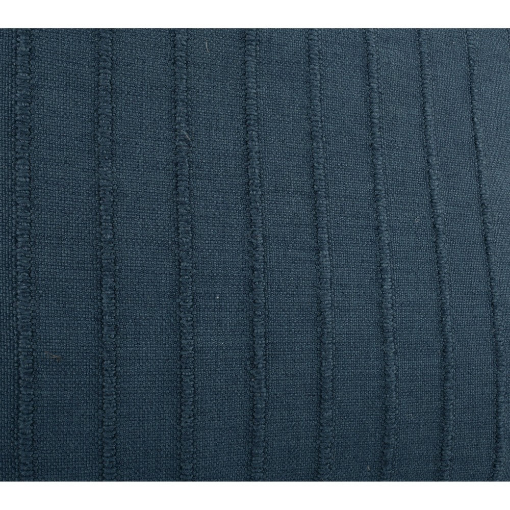 BENZARA Kai 22 x 22 Throw Pillow, Tonal Woven Stripes, Cotton Viscose Blend, Blue - BM283695