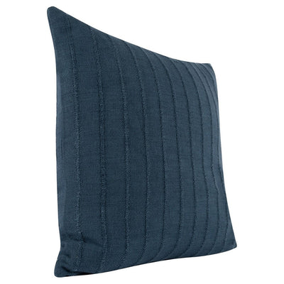 BENZARA Kai 22 x 22 Throw Pillow, Tonal Woven Stripes, Cotton Viscose Blend, Blue - BM283695