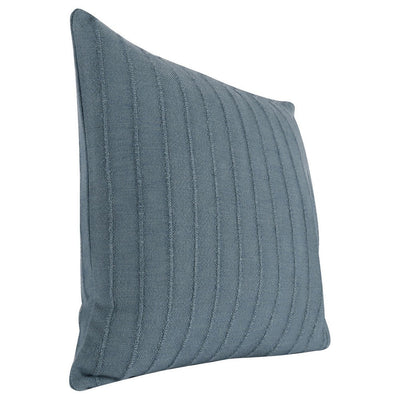 BENZARA Kai 22 x 22 Throw Pillow, Woven Stripes, Cotton Viscose Blend, Light Blue - BM283696