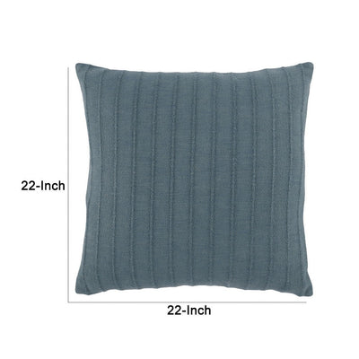 BENZARA Kai 22 x 22 Throw Pillow, Woven Stripes, Cotton Viscose Blend, Light Blue - BM283696