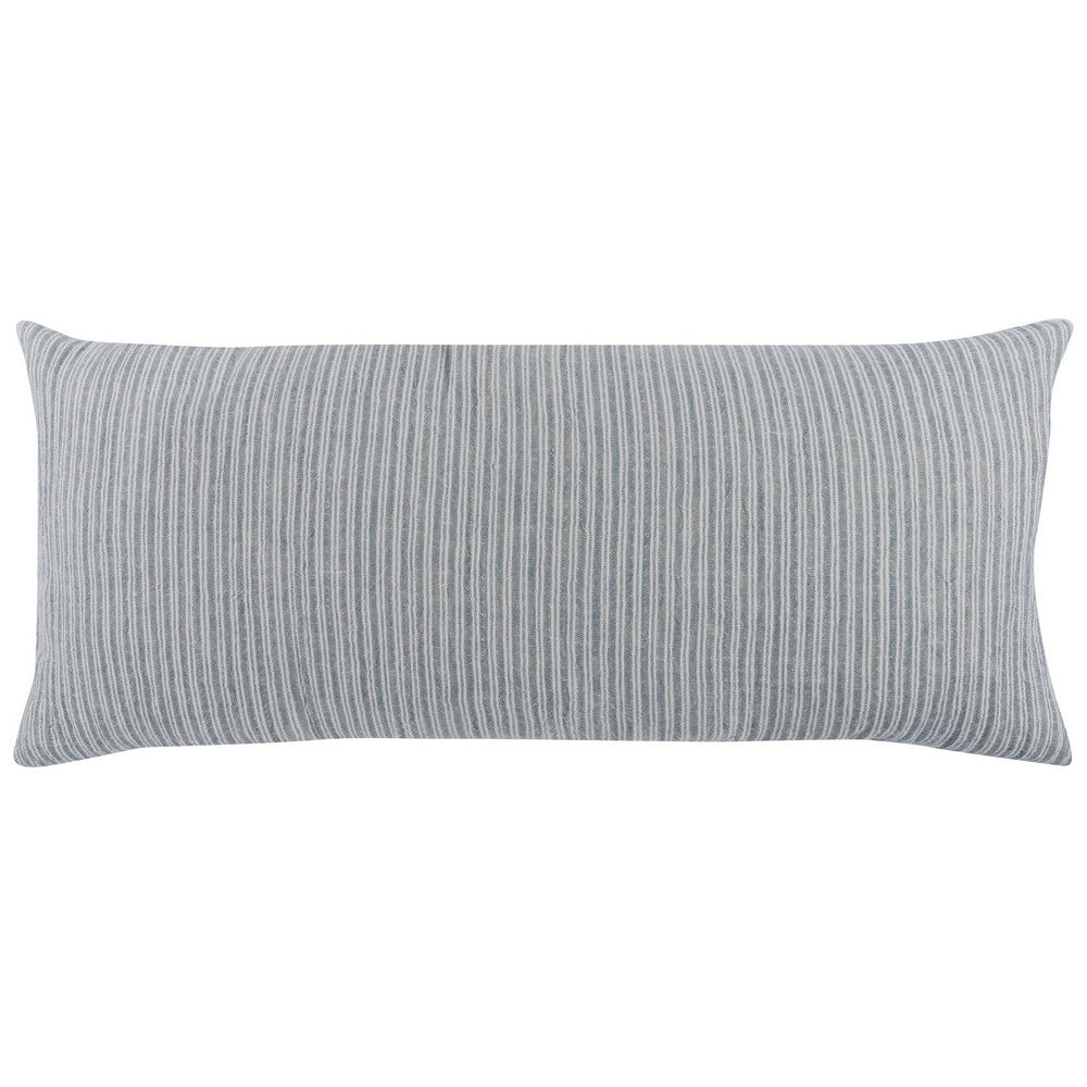 BENZARA Irma 16 x 36 Lumbar Accent Throw Pillow, Pinstripe Design, Dual Layer, Blue - BM283704