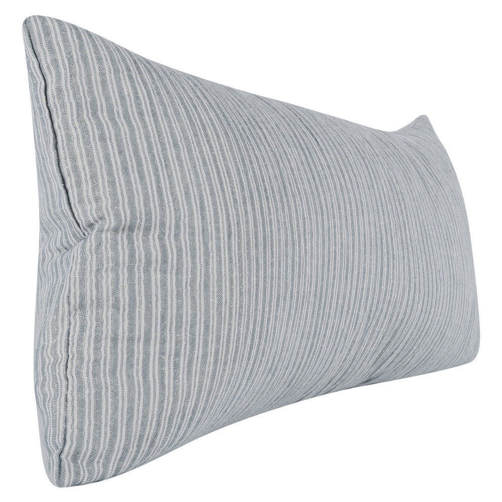 BENZARA Irma 16 x 36 Lumbar Accent Throw Pillow, Pinstripe Design, Dual Layer, Blue - BM283704