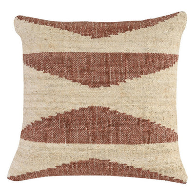 BENZARA Henry 22 Inch Square Fabric Accent Throw Pillow, Geometric Design, Beige - BM283706