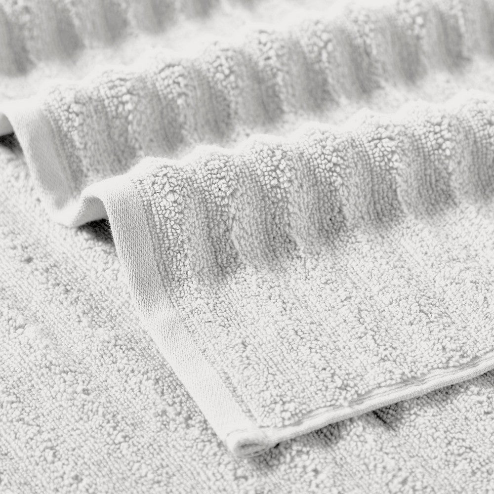 BENZARA Cora 6 Piece Soft Egyptian Cotton Towel Set, Classic Textured Design, White - BM284589