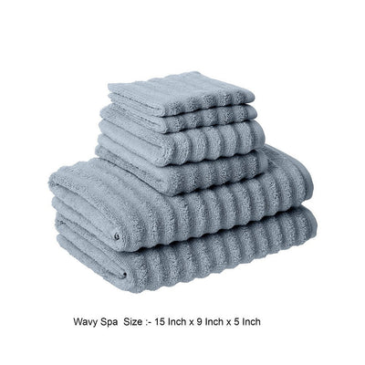 BENZARA Cora 6 Piece Soft Egyptian Cotton Towel Set, Classic Textured, Sky Blue - BM284593