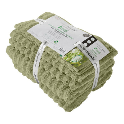 BENZARA Cora 6 Piece Soft Egyptian Cotton Towel Set, Classic Textured, Mint Green - BM284594