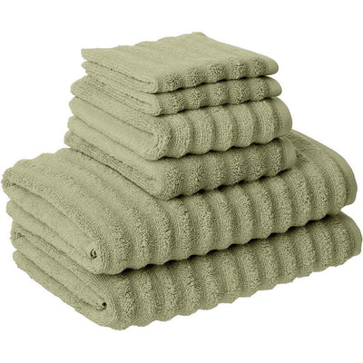 BENZARA Cora 6 Piece Soft Egyptian Cotton Towel Set, Classic Textured, Mint Green - BM284594