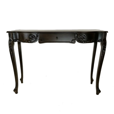 BENZARA Troy 32 Inch Classic Wood Console Table, 1 Drawer, Floral Cared, Brown - BM284648