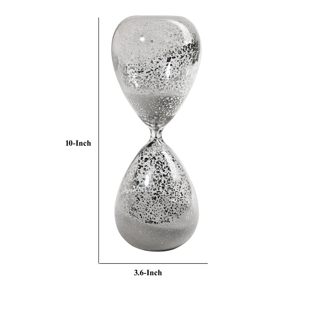 BENZARA Doug 10 Inch Decorative 60 Minute Hourglass Table Accent Decor, White Sand - BM284941