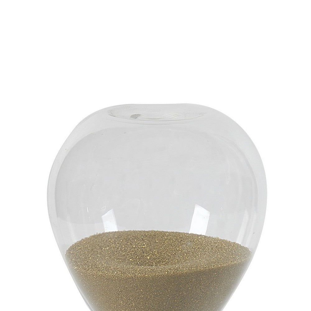 BENZARA Doug 8 Inch Decorative 1 Minute Hourglass Accent Decor, Taupe Brown Sand - BM284943