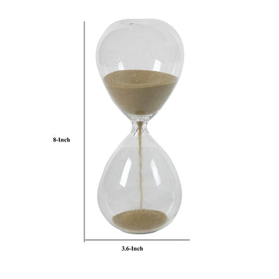 BENZARA Doug 8 Inch Decorative 1 Minute Hourglass Accent Decor, Taupe Brown Sand - BM284943