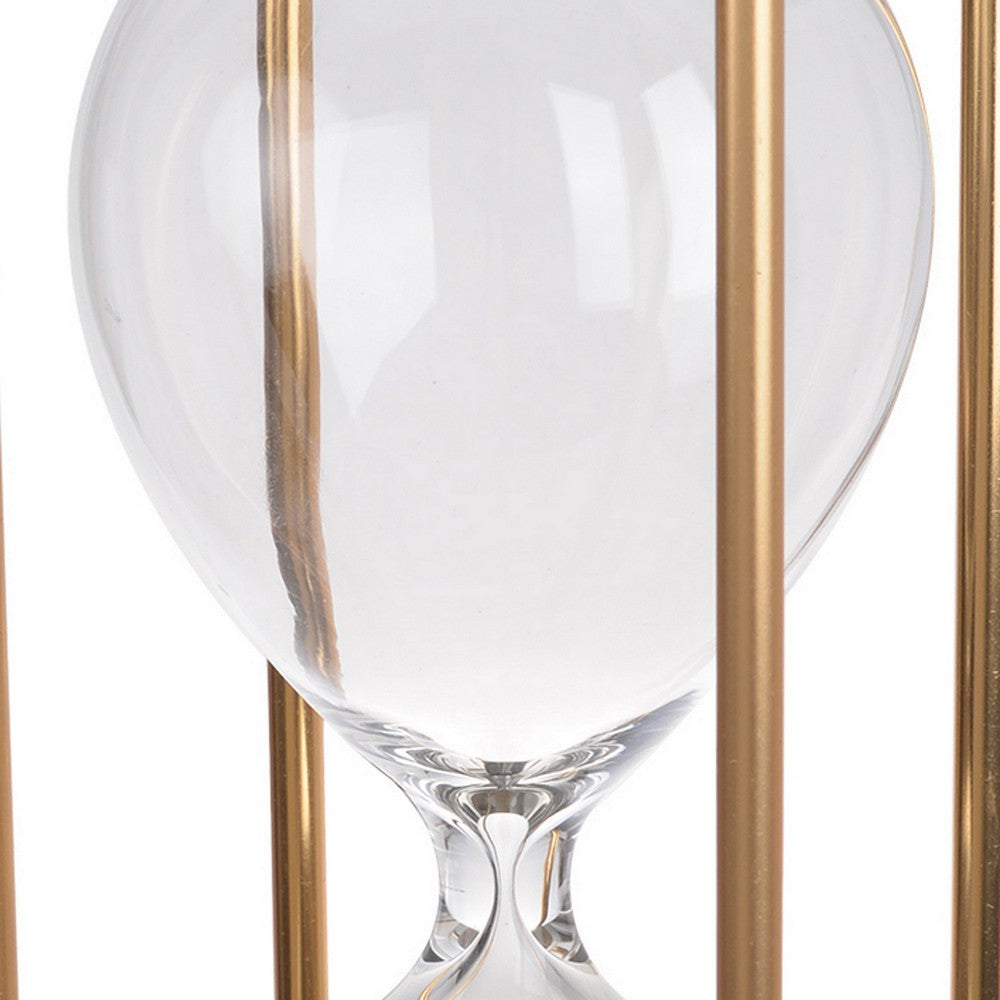 BENZARA Doug Inch 60 Minute Sand Hourglass with Modern Frame Included, Black, Brown - BM284946