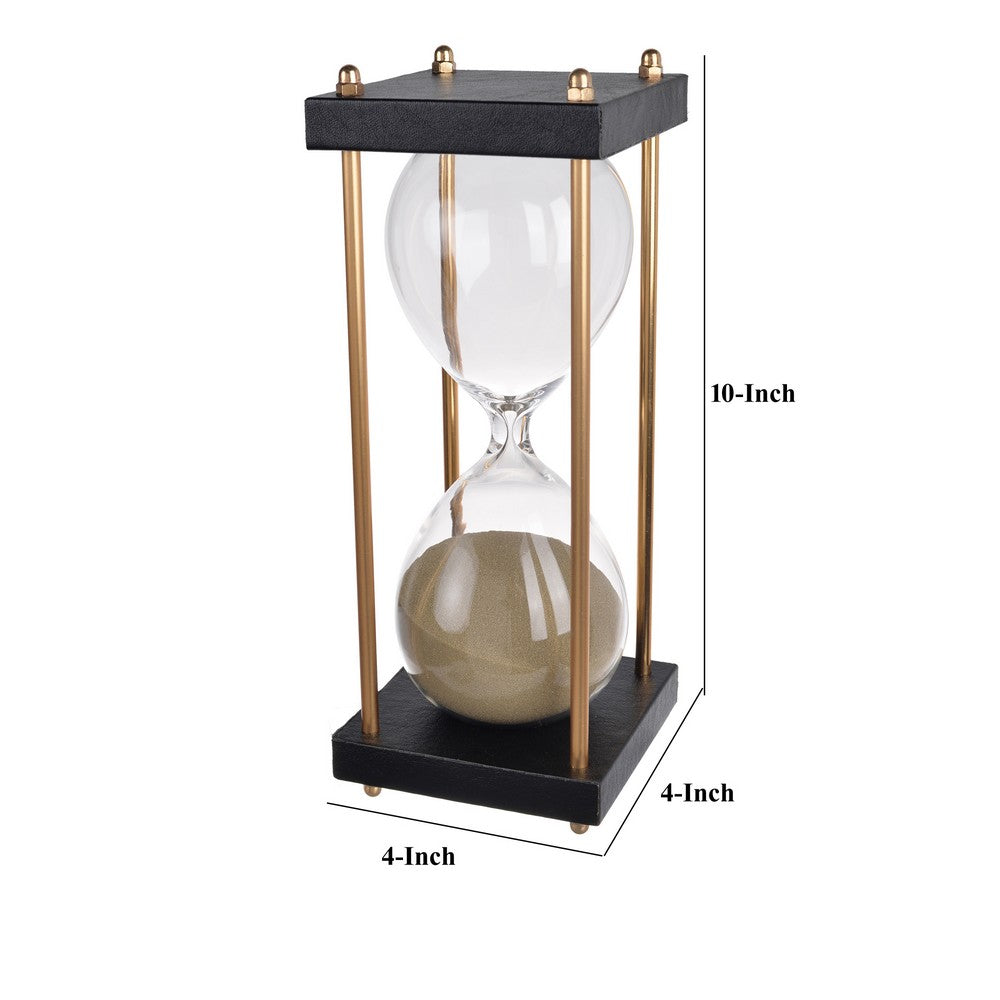 BENZARA Doug Inch 60 Minute Sand Hourglass with Modern Frame Included, Black, Brown - BM284946
