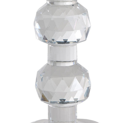 BENZARA 7 Inch Candle Holder, Crystal Glass Solid Turned Pillar, Clear - BM284964