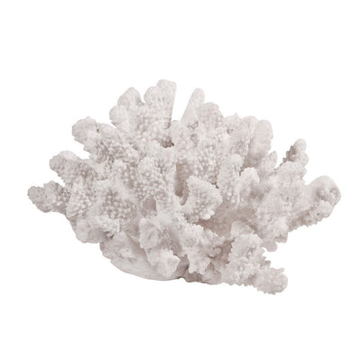 BENZARA Lily 9 Inch Faux Coral Accent Sculpture, Polyresin Table Decoration, White - BM284966
