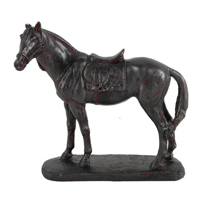 BENZARA Don 10 Inch Horse Figurine Sculpture, Handmade Table Accent Brown Polyresin - BM284974