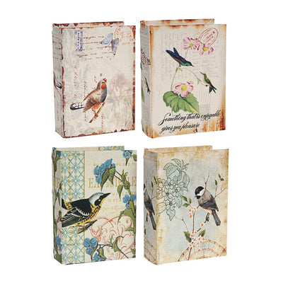 BENZARA Anya Set of 4 Artisanal Boxes for Accessories, Book Inspired Look, Birds - BM284995