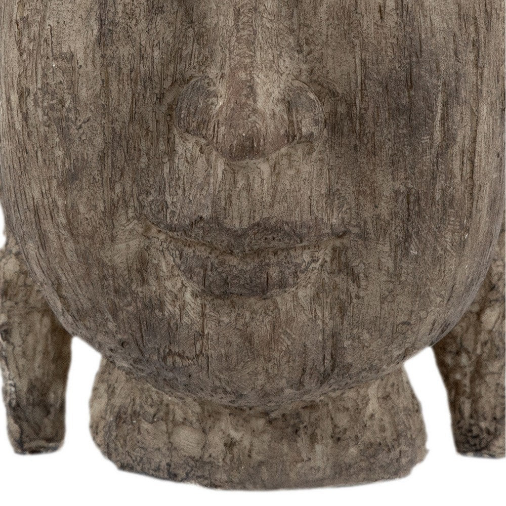 BENZARA 12 Inch Buddha Head Sculpture, Calming Accent Decoration, Polyresin, Brown - BM285008