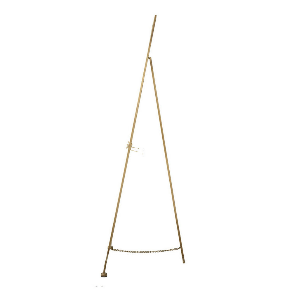 BENZARA 57 Inch Easel Stand, Gold Iron Frame, Free Standing for an Artists Touch - BM285911