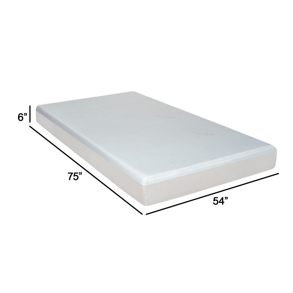 BENZARA Que 6 Inch Full Size Memory Foam Mattress, Gel Infused, Fabric Upholstery - BM286438