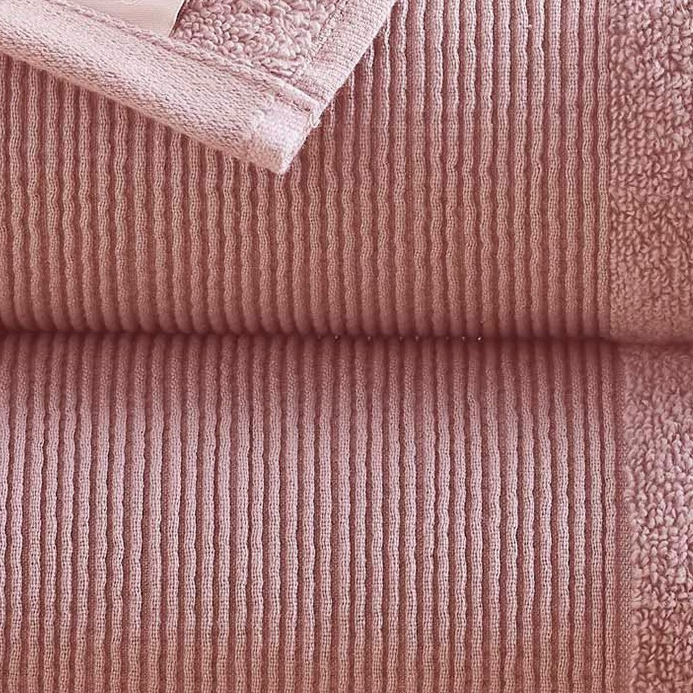 BENZARA Lyra 2 Piece Ultra Soft Towel Set, Cotton, Absorbent Shaggy Texture, Pink - BM287480