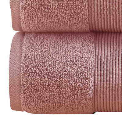 BENZARA Lyra 2 Piece Ultra Soft Towel Set, Cotton, Absorbent Shaggy Texture, Pink - BM287480