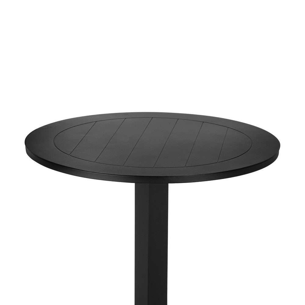 BENZARA Keli 43 Inch Outdoor Bar Table, Black Aluminum Frame, Foldable Design - BM287740