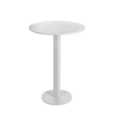 BENZARA Keli 43 Inch Outdoor Bar Table, White Aluminum Frame, Foldable Design - BM287742