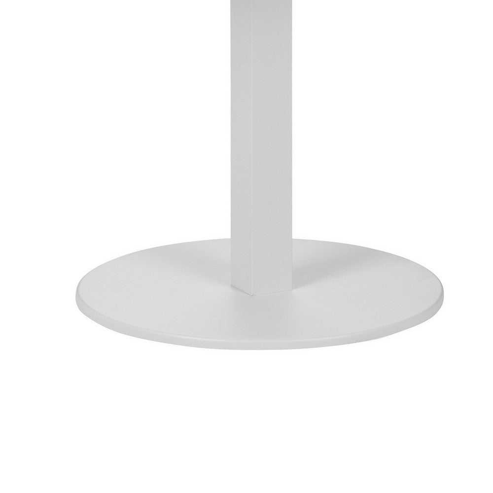 BENZARA Keli 35 Inch Round Dining Table, White Aluminum Frame, Foldable Design - BM287782