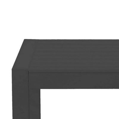 BENZARA Kili 35 Inch Coffee Table, Polyresin Surface, Jet Black Aluminum Frame - BM287846