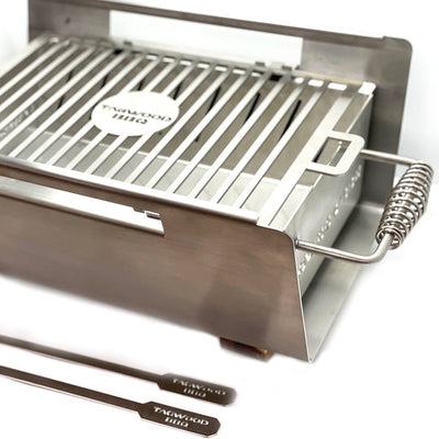 Tagwood BBQ Table Top Warming Brazier Stainless steel and Acacia wood BBQ07SS