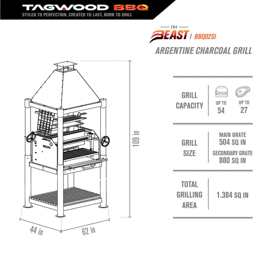 Tagwood BBQ Argentine Wood Fire & Charcoal Grill BBQ02SI