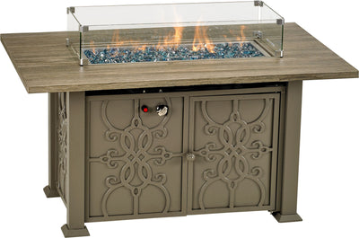 Rome Platinum Aged Driftwood 53" x 35" Fire Table w/ Burner