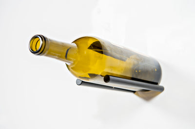 Vino Rails for wood walls, 1 bottle metal wine rack in black finish