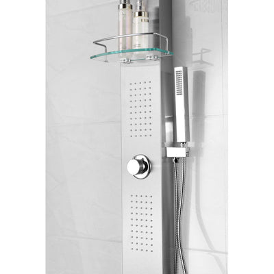 ANZZI Coastal 44 in. Full Body Shower Panel with Heavy Rain Shower and Spray Wand in Brushed Steel SP-AZ075