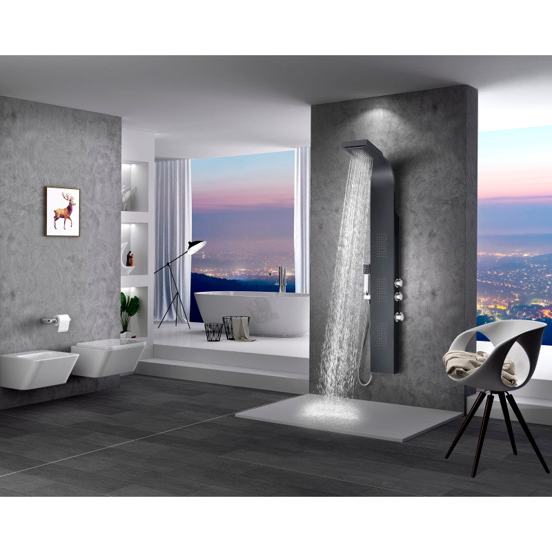 ANZZI Level Series 66 in. Full Body Shower Panel System with Heavy Rain Shower and Spray Wand in Black SP-AZ056