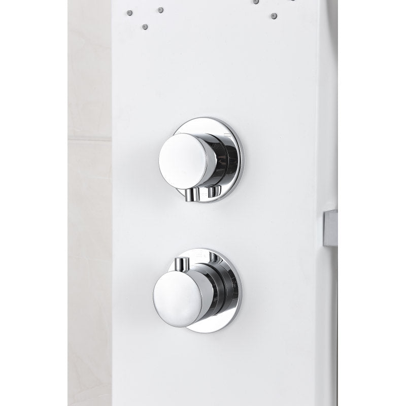 ANZZI Swan 64 in. 6-Jetted Full Body Shower Panel with Heavy Rain Shower and Spray Wand in White SP-AZ033