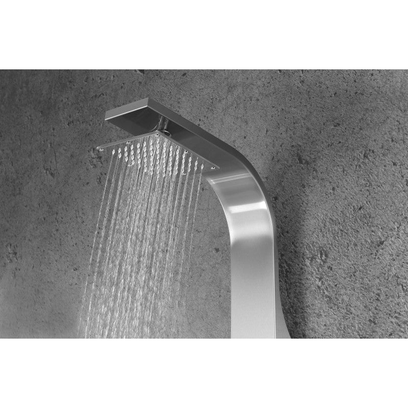 ANZZI Sans 40 in. Full Body Shower Panel with Heavy Rain Shower and Spray Wand in Brushed Steel SP-AZ077