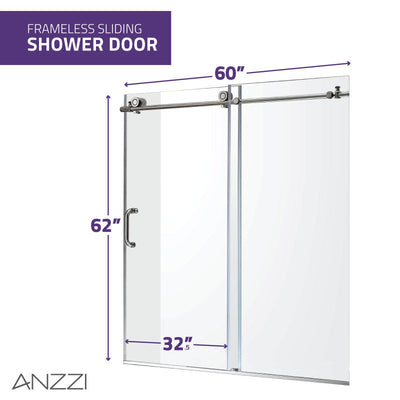 ANZZI Don Series 60 in. x 62 in. Frameless Sliding Tub Door SD-AZ17-01BG