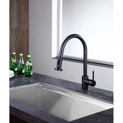ANZZI Tycho Single-Handle Pull-Out Sprayer Kitchen Faucet KF-AZ213BN