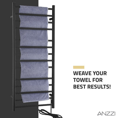 ANZZI Elgon 14-Bar Stainless Steel Wall Mounted Towel Warmer Rack TW-WM105CH