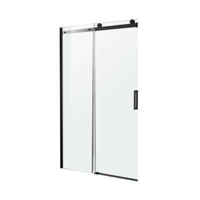 ANZZI Series 48 in. x 76 in. Frameless Sliding Shower Door with Handle in Matte Black SD-FRLS05701MBR