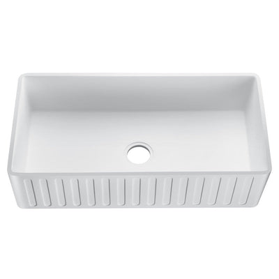 K-AZ227-1A - ANZZI Roine Farmhouse Reversible Apron Front Solid Surface 33 in. Single Basin Kitchen Sink in White