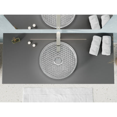 ANZZI Celeste Round Clear Glass Vessel Bathroom Sink with Faceted Pattern LS-AZ908
