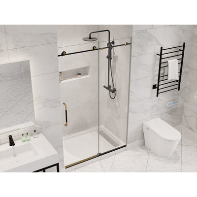 ANZZI Madam Series 48 in. by 76 in. Frameless Sliding Shower Door with Handle SD-AZ13-01MB