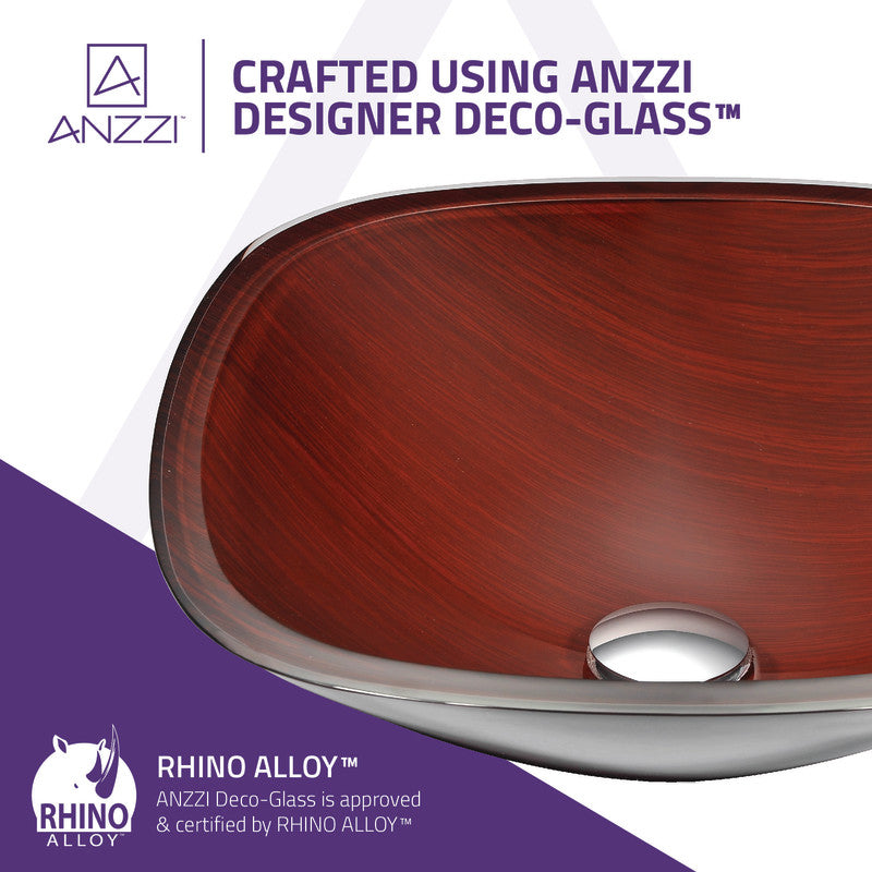 ANZZI Cansa Series Deco-Glass Vessel Sink in Rich Timber LS-AZ066