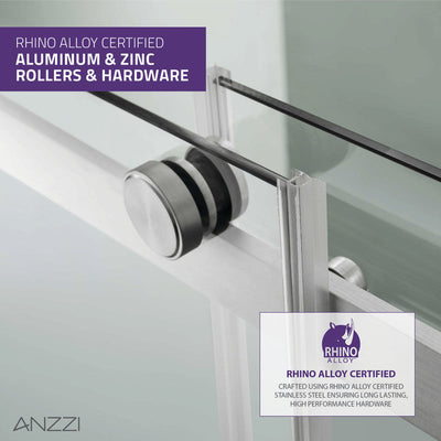 ANZZI Stellar Series 48 in. x 76 in. Frameless Sliding Shower Door with Handle SD-FRLS05901MB