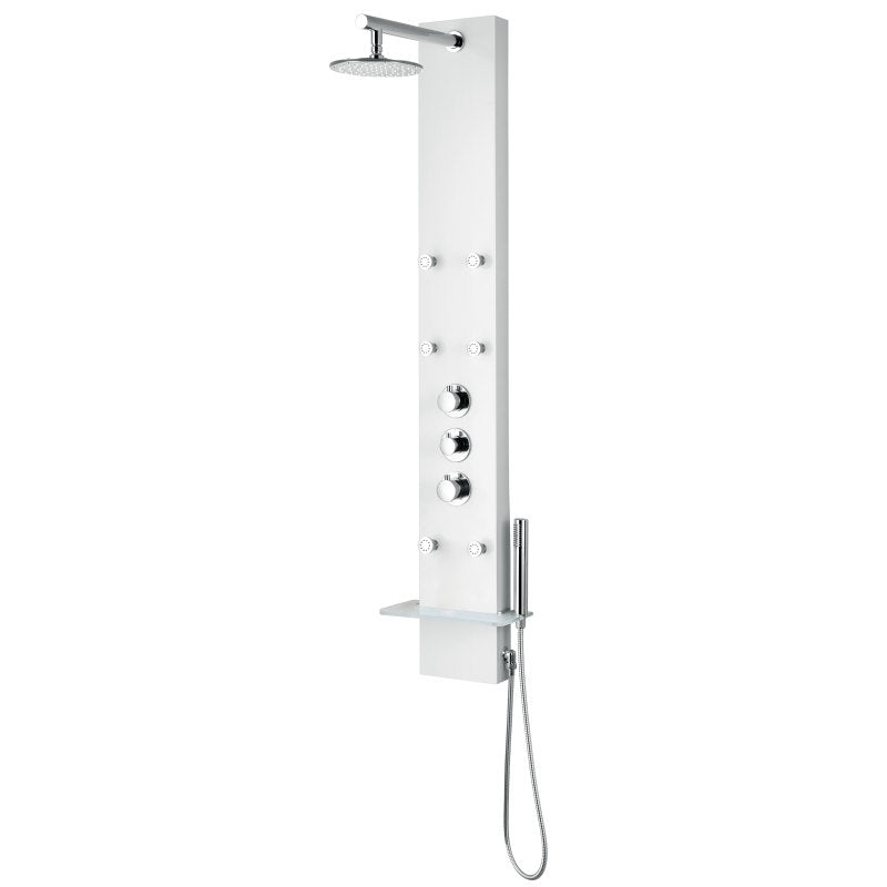 SP-AZ028 - ANZZI Donna 60 in. 6-Jetted Full Body Shower Panel with Heavy Rain Shower and Spray Wand in White